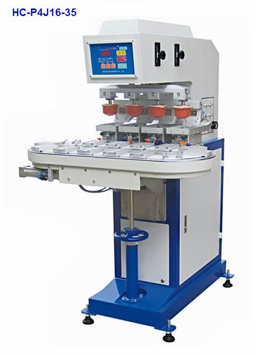 4-color pad printer with conveyor