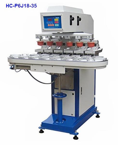 6-color pad printer with conveyer